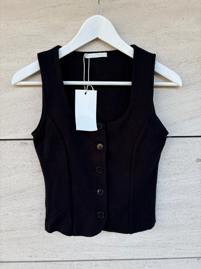ZARA. Top negro botones