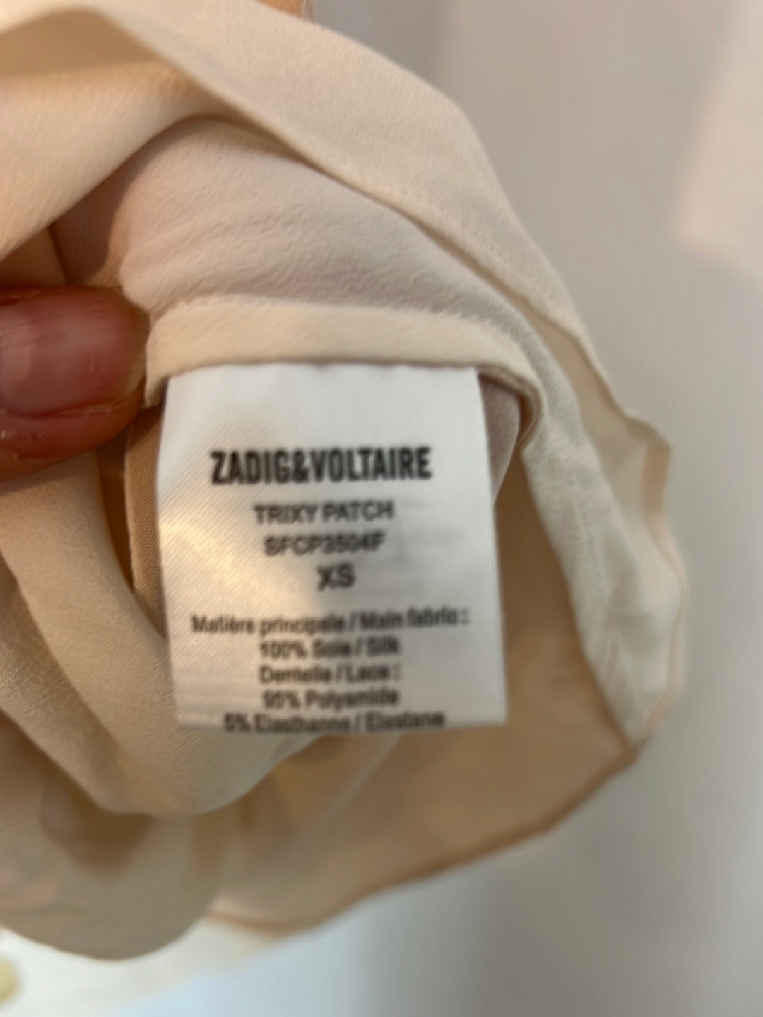 ZADIG&amp;VOLTAIRE. Tricolor silk top with embroidery and lace. Size XS