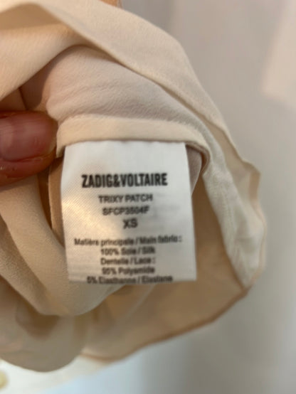 ZADIG&amp;VOLTAIRE. Tricolor silk top with embroidery and lace. Size XS