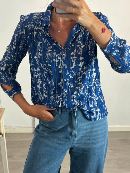 BA&amp;SH.Blue printed blouse T0 (XS)