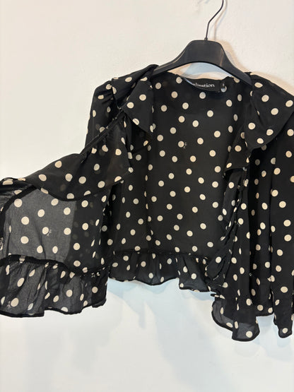 RÉALISATION. Top seda lunares ajustable en negro. T XS