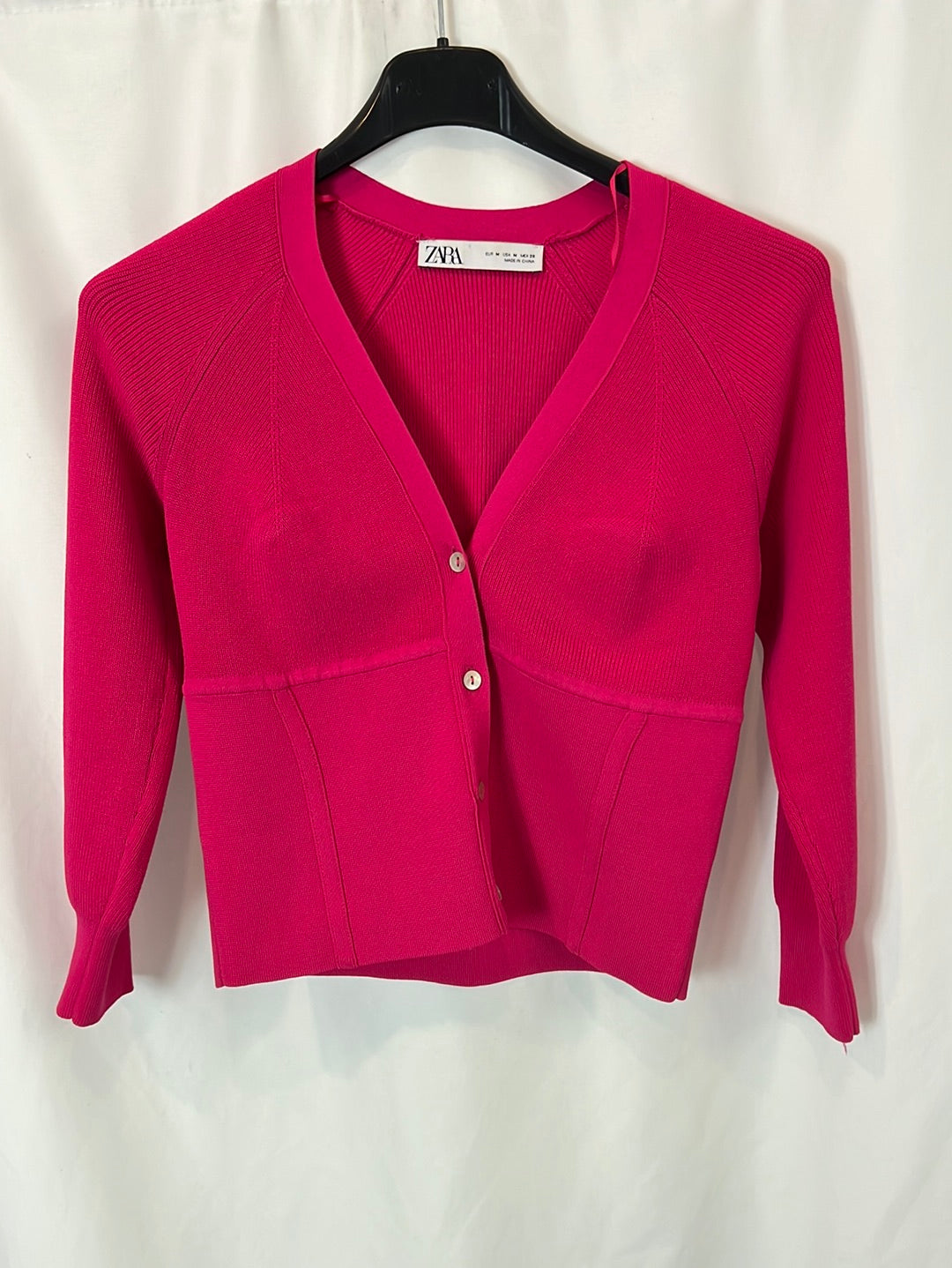 ZARA. Top/rebeca rosa punto T.m