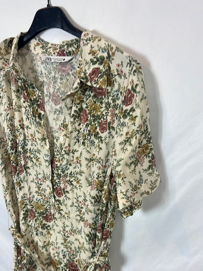 ZARA. Vestido largo beige T.m