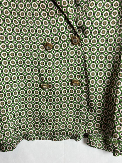 ZARA. Blusa satinada doble botonadura estampada. T M