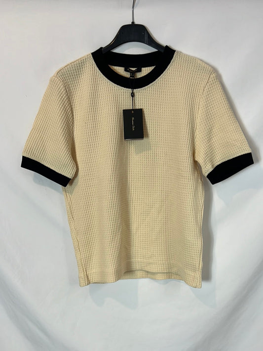 MASSIMO DUTTI. Top beige textura. T S