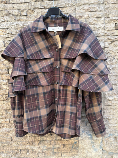 MARÁVIC. Ruffled checkered shirt. TS