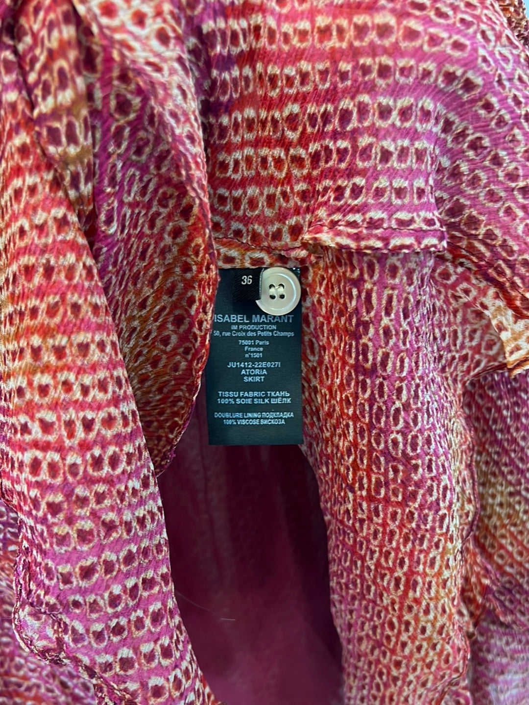 ISABEL MARANT. Printed silk wrap skirt, size 36
