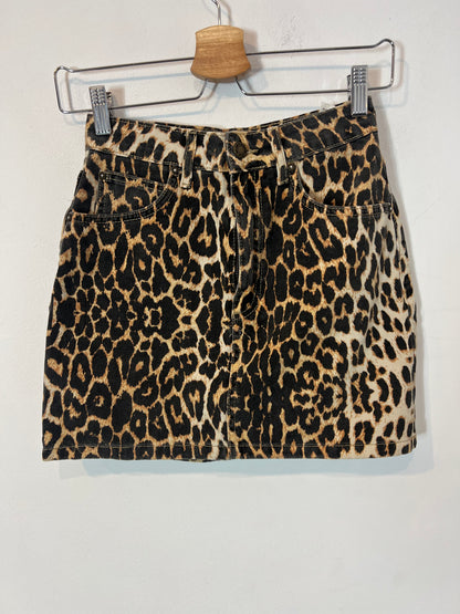 PULL &amp; BEAR. Animal print denim skirt. T.S.