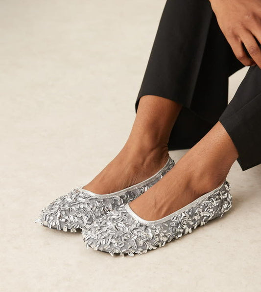 ZARA. Bailarina lentejuelas plateadas. T 39