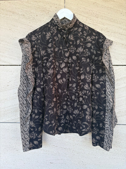 ISABEL MARANT ETOILÉ. Blusa negra estampada T.34