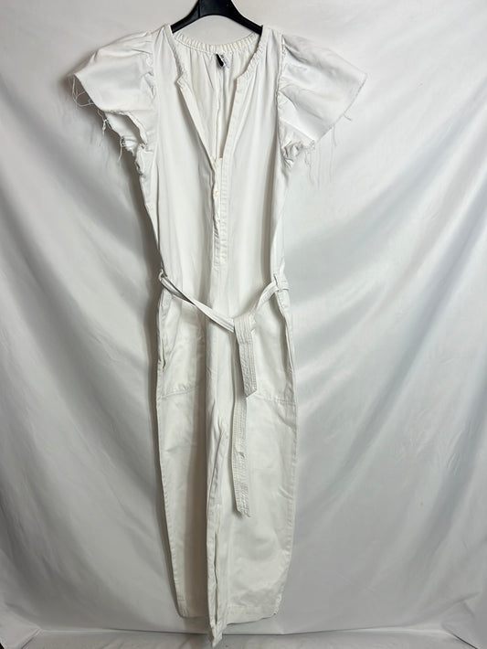 ZARA. Mono denim blanco pata ancha. T M