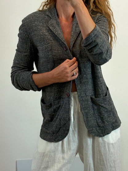 AMERICAN VINTAGE. Blazer gris jaspeado algodón
