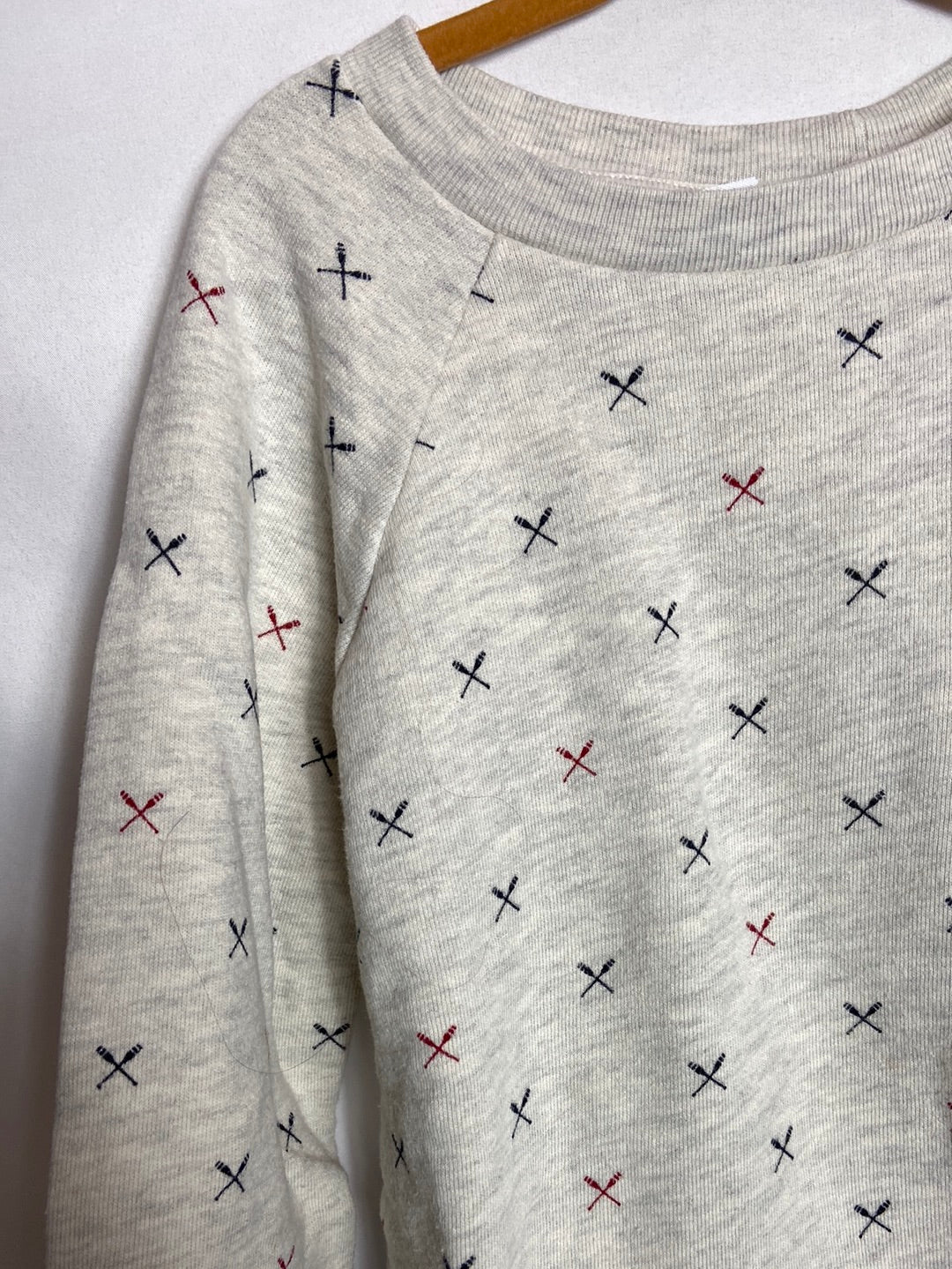 LITTLE BAT. Grey printed sweatshirt, 8 years old