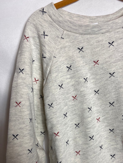 LITTLE BAT. Grey printed sweatshirt, 8 years old