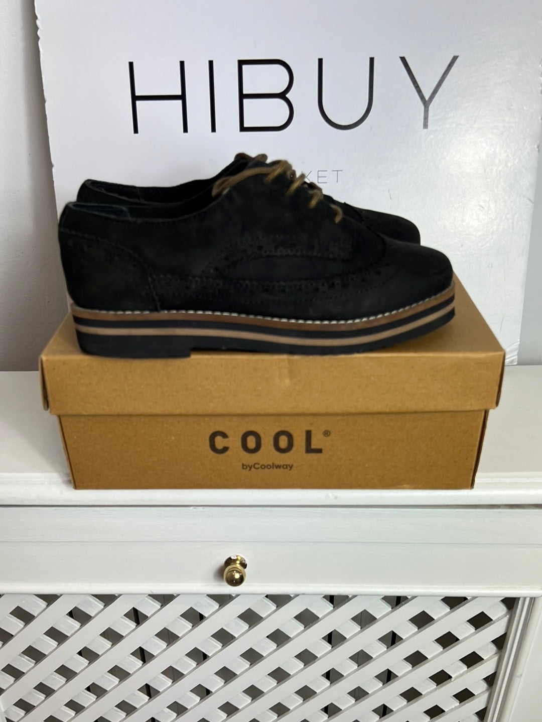 COOL. Zapatos negros cordones plataforma T.30