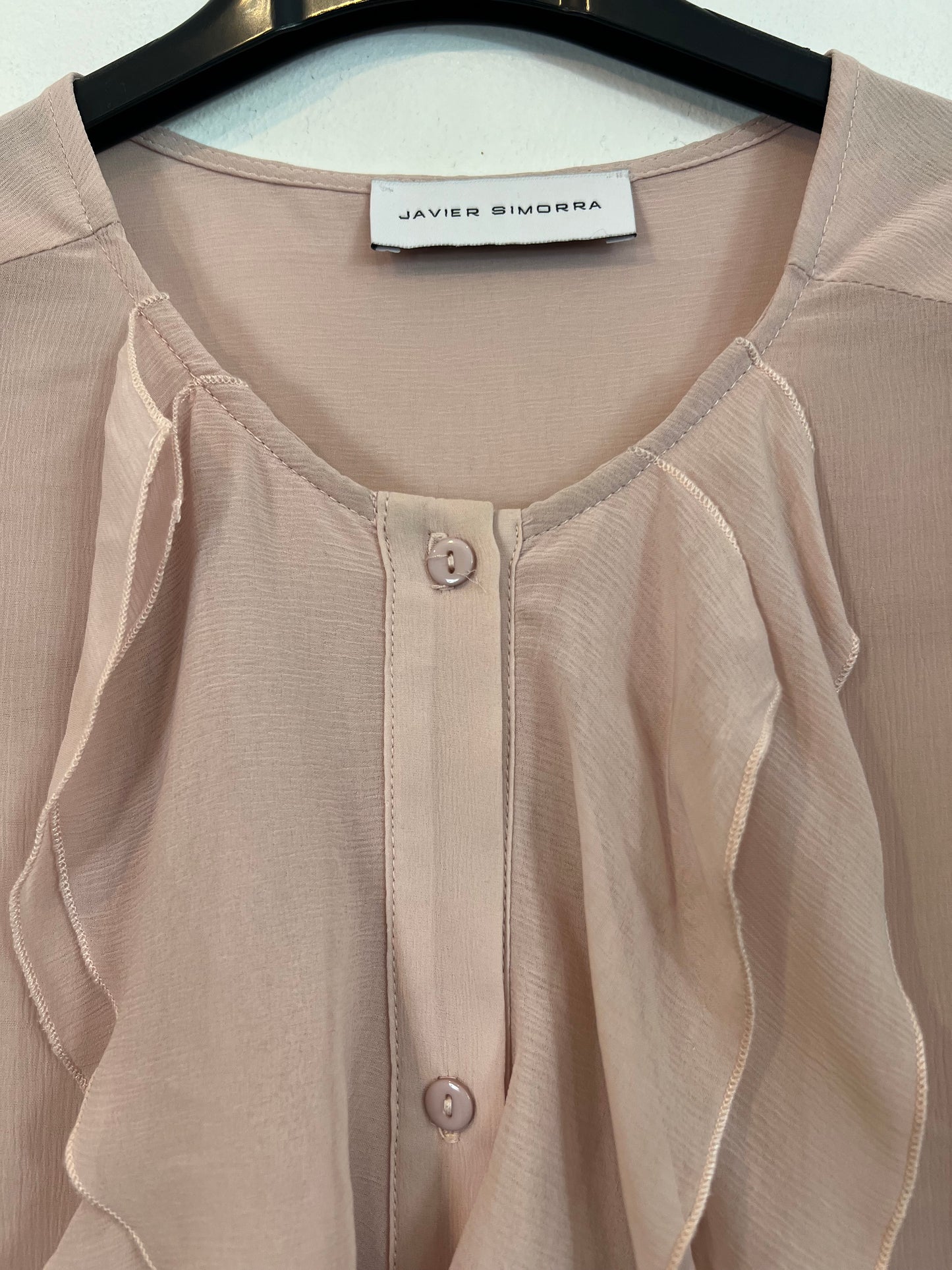 JAVIER SIMORRA. Blusa rosa volante Tu(m)