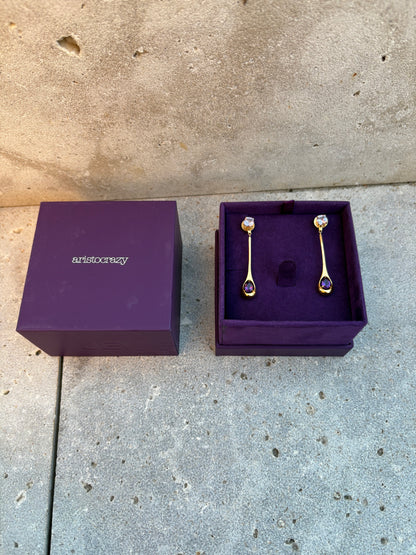 ARISTOCRAZY. Pendientes amatistas rosas