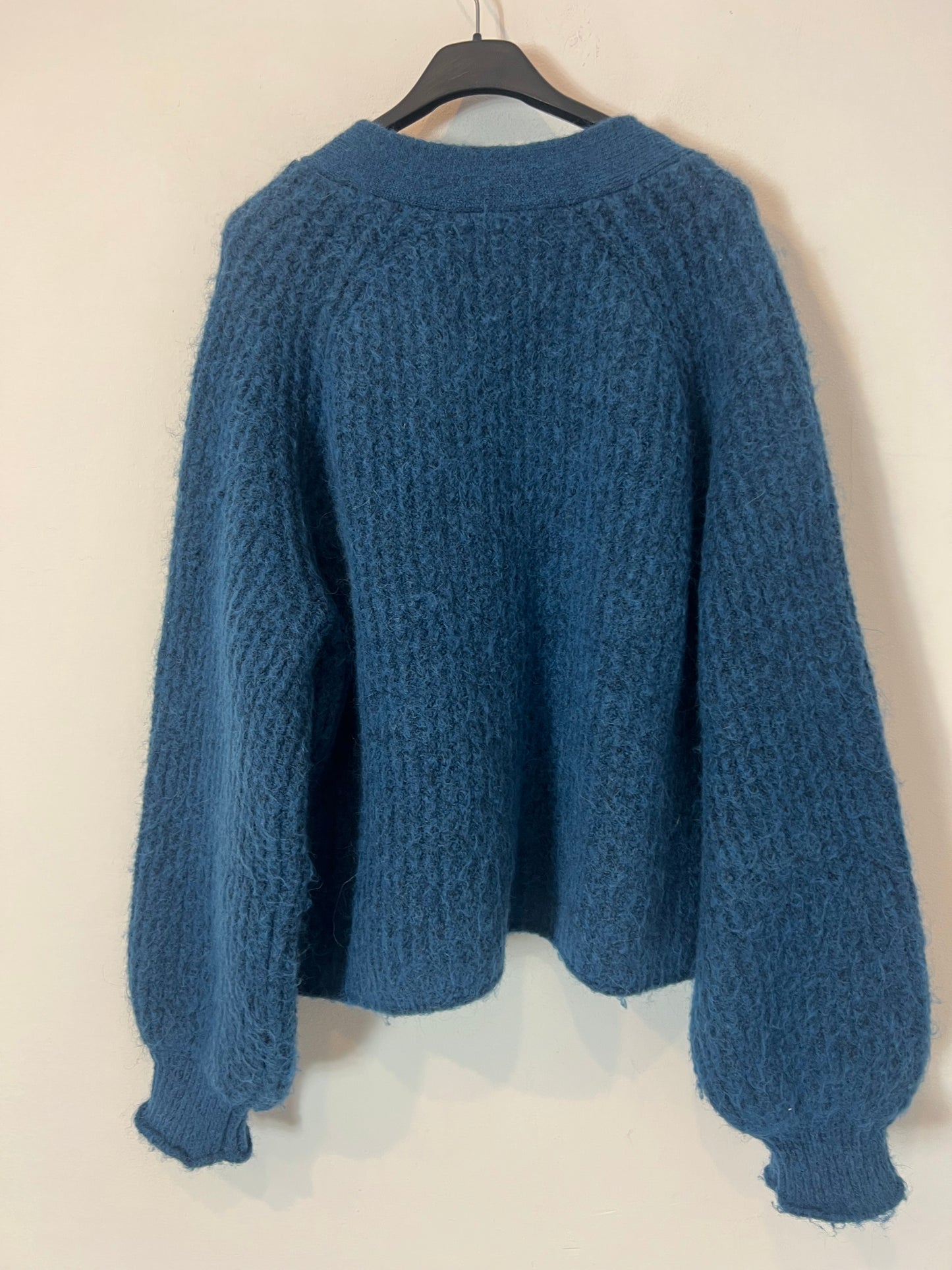 ZARA. Cárdigan azul con alpaca y lana T L