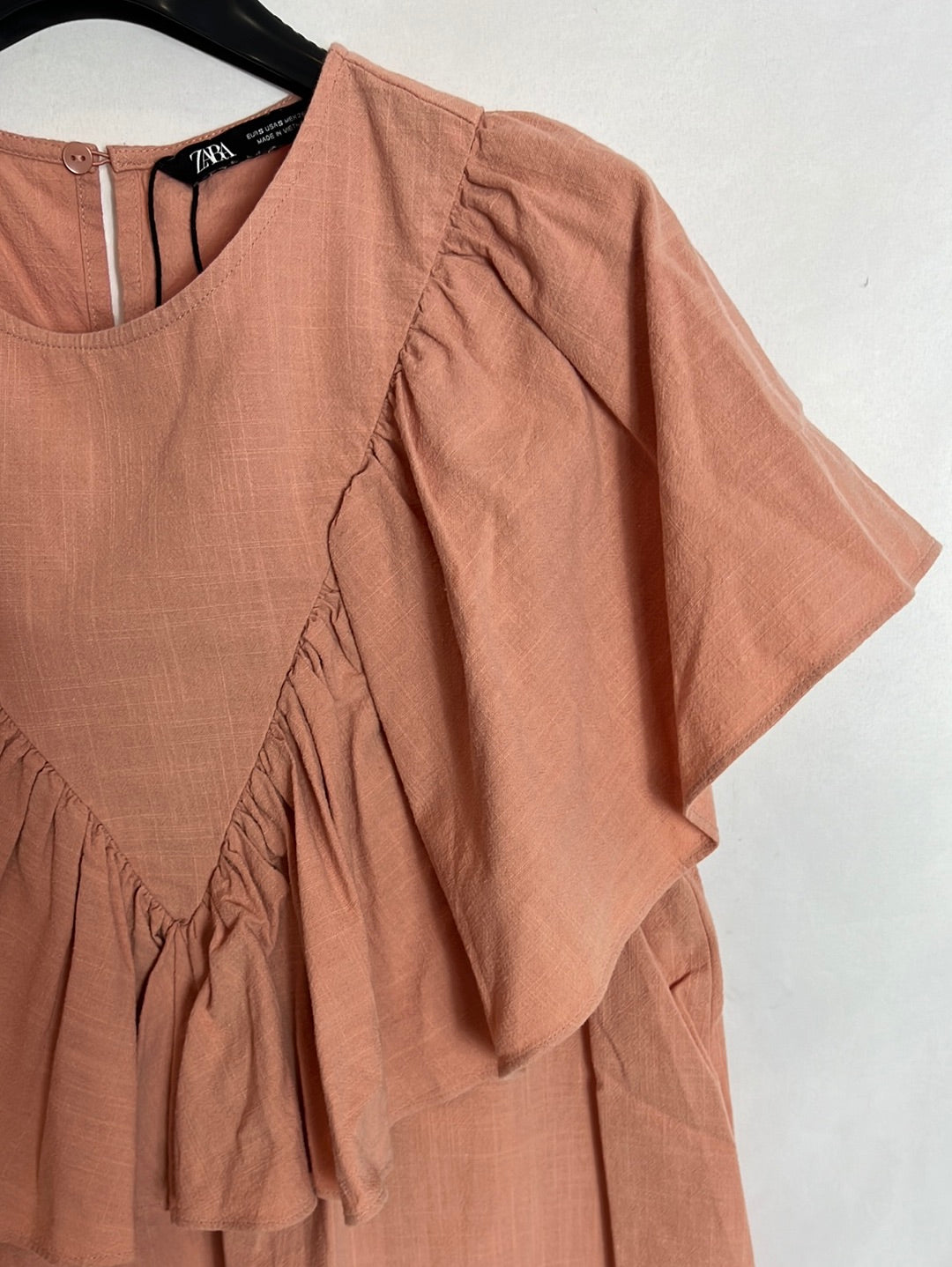 ZARA. Top rosa algodón T.s