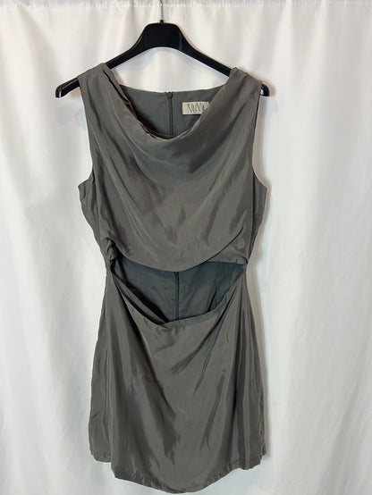 BY NIUMA. Gray textured dress with openings. T.S.