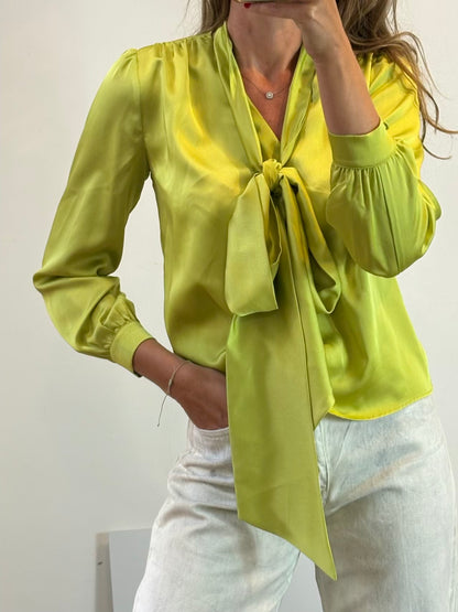 BIMANI. Blusa verde satinada lazada