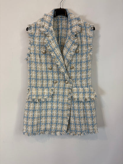 OTRAS. Chaleco tweed azul claro. T S/M