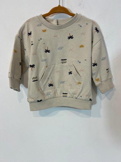 OTRAS. Sudadera beiges dibujos. T 12 meses