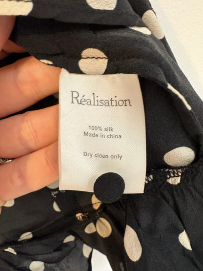 RÉALISATION. Top seda lunares ajustable en negro. T XS