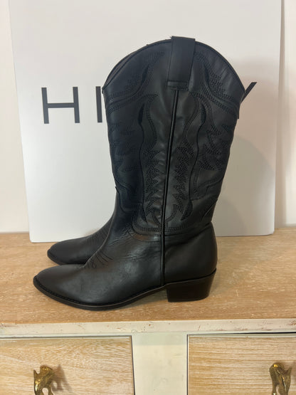 MICUIR. botas negras cowboy T.38