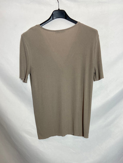 ZARA. Top beige canalé T.S