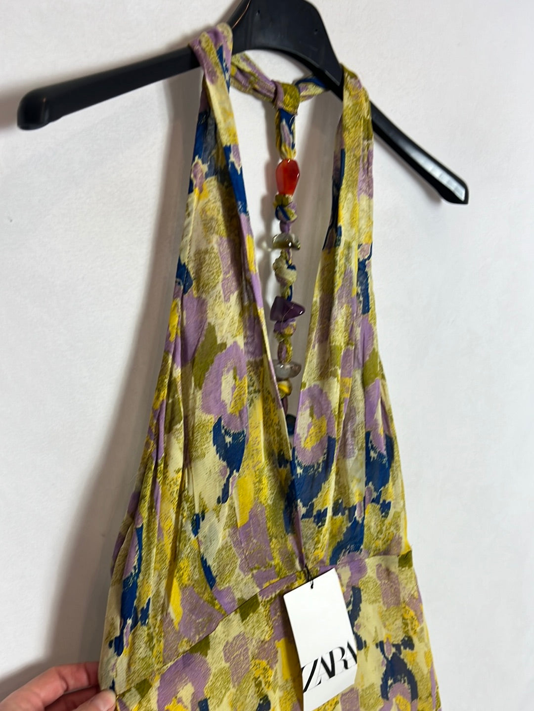 ZARA. Vestido largo gasa estampado detalle espalda. T S