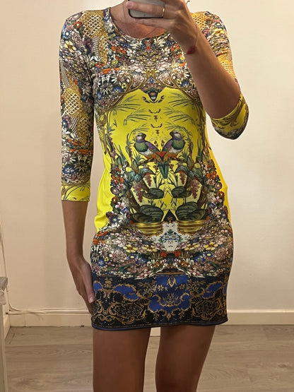 ROBERTO CAVALLI. Short elastic printed dress. T 40 (S/M)