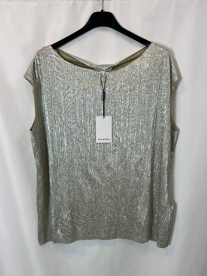 PEDRO DEL HIERRO. Silver textured top. Size XL