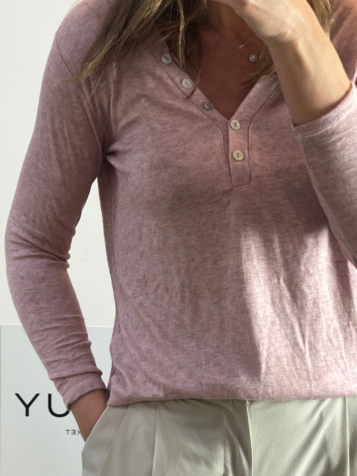 OTRAS. Top punto rosa jaspeado. T M