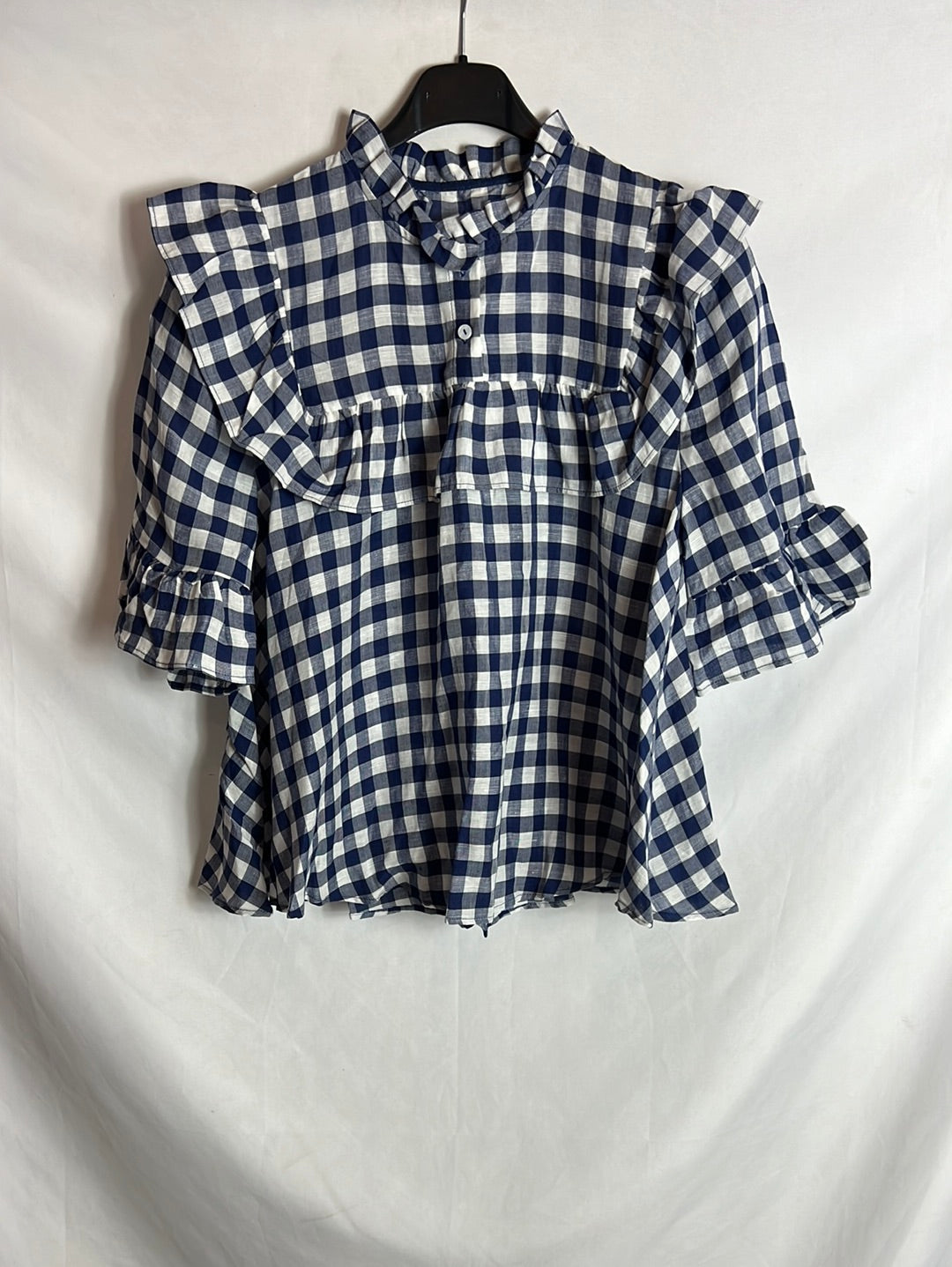 OTRAS. Blusa cuadros volantes. T S