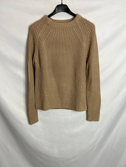 ZARA. Jersey punto camel. T L (S)
