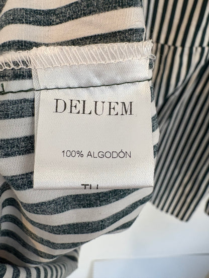 DELUEM. Blusa rayas nido de abeja