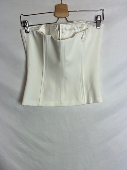 ZARA. Top blanco palabra de honor. T M