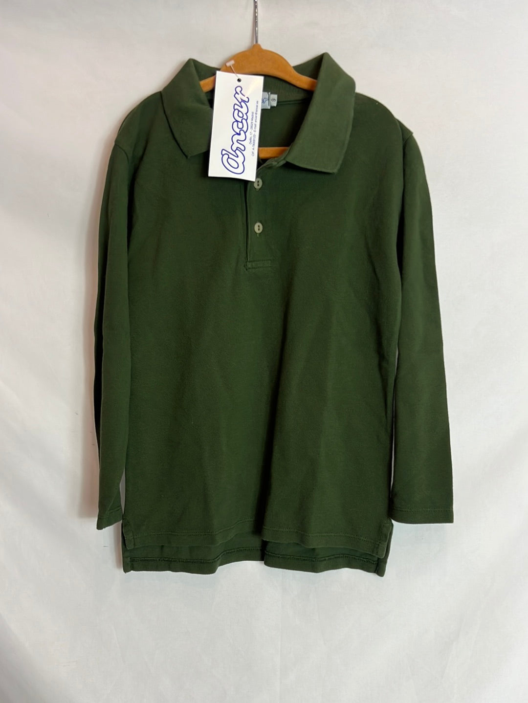 ANCAR. Classic long-sleeved hunting green polo shirt