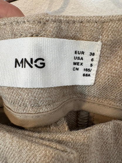 MANGO. Pantalón pinzas beige jaspeado