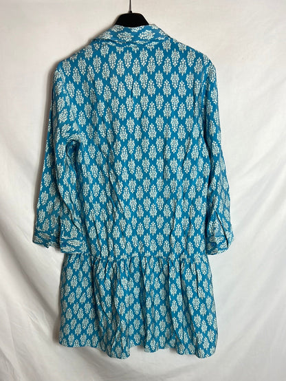 ZARA. Short blue printed dress. Size XS