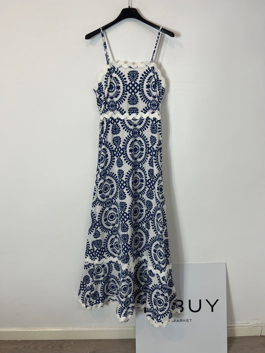 OTRAS. Vestido blanco flores azules T.u(s)