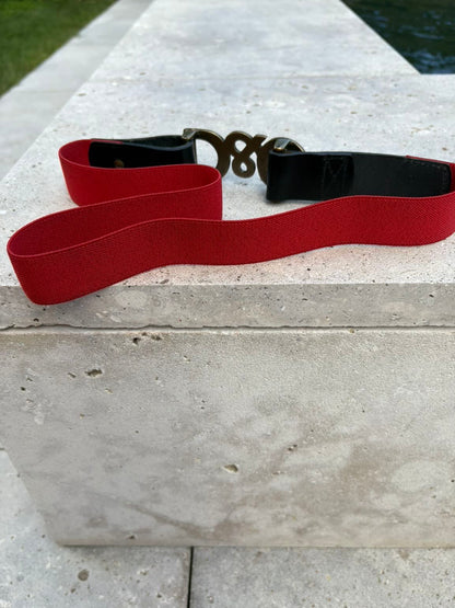 D&G. Cinturón rojo con piel
