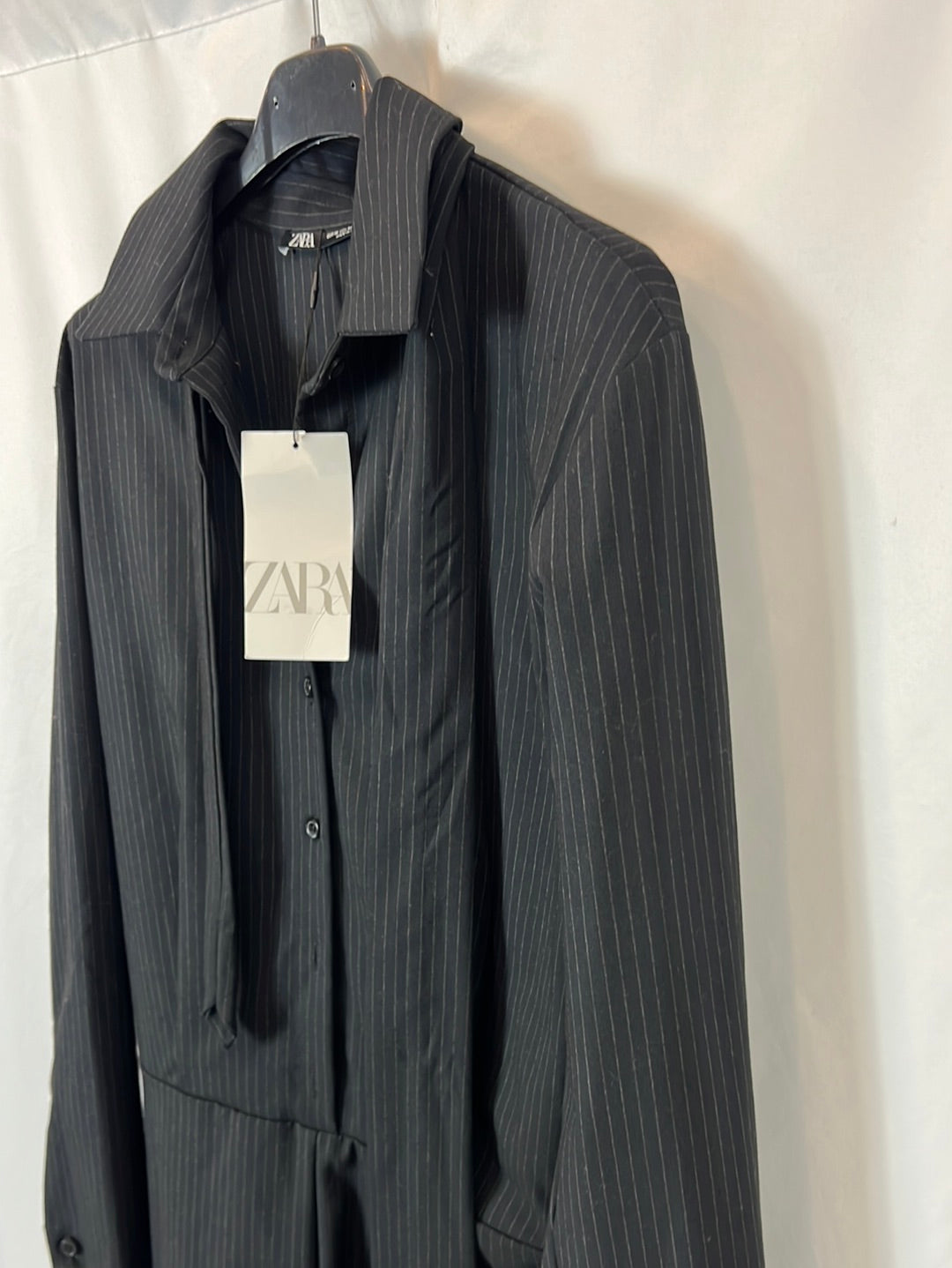 ZARA. Blue striped short jumpsuit TM