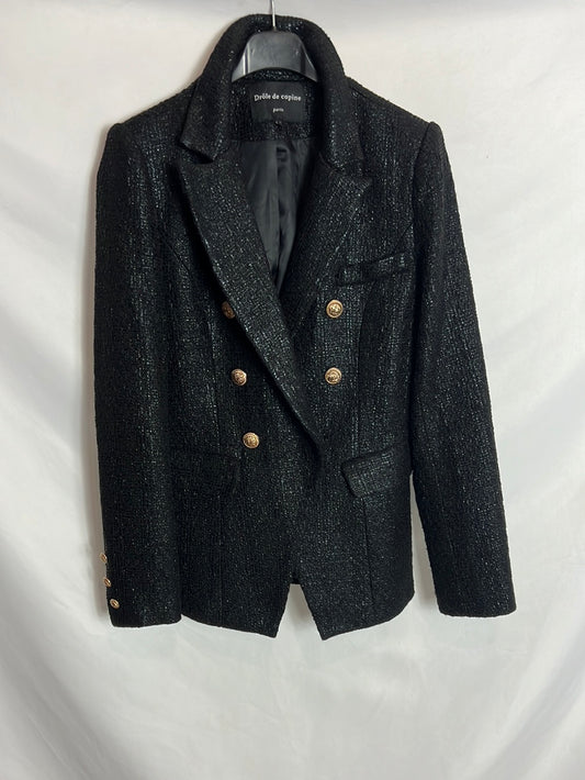 COPINE DROLE. Textured black blazer. TS (Tare)