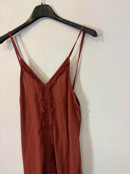 Vestido largo teja con lino