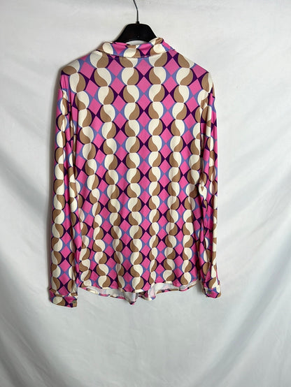 BASYCO JEREZ. Blusa textura estampado retro. TU(M)