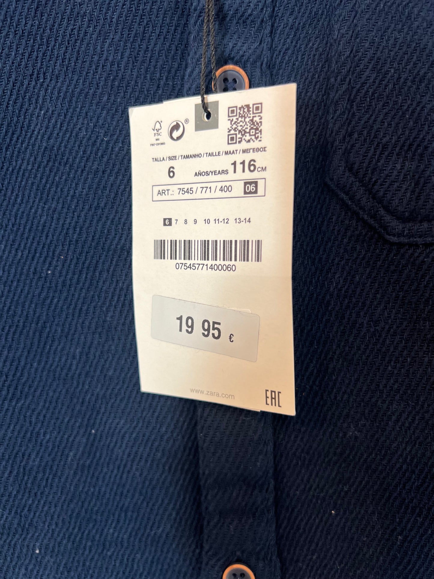 ZARA. Textured blue shirt. Size 6 years