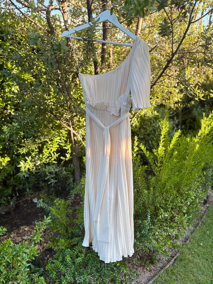 UTERQÜE. Vestido midi plisado. T S