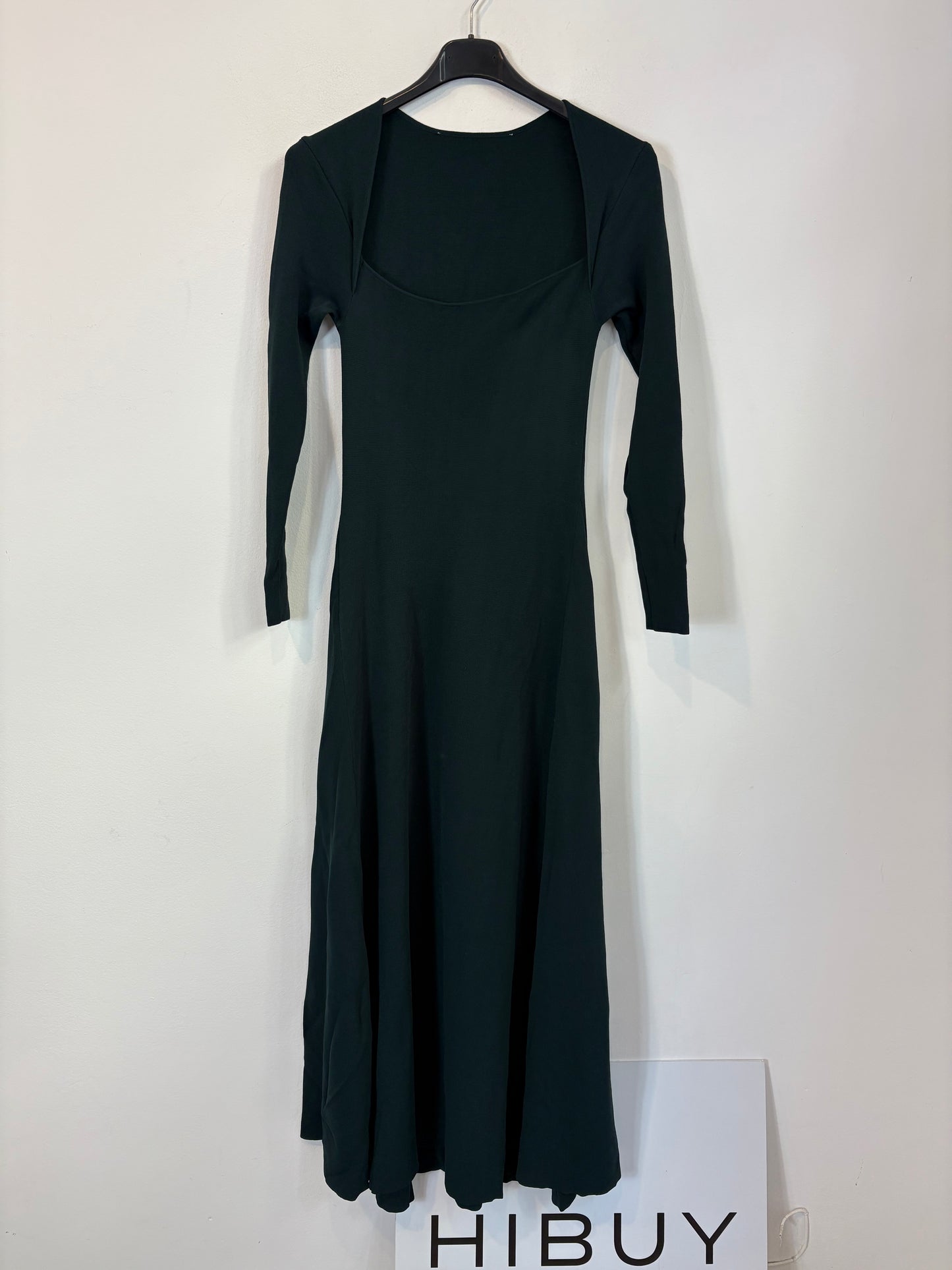 OTRAS. Vestido largo verde botella  punto elástico. T S